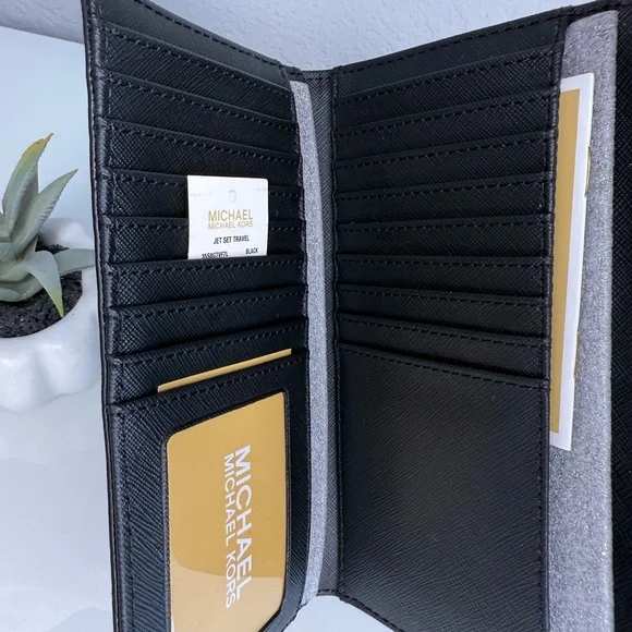 MICHAEL KORS Jet Set Travel SM Top Zip Shoulder Tote & Trifold Wallet Black NWT - Picture 16 of 16